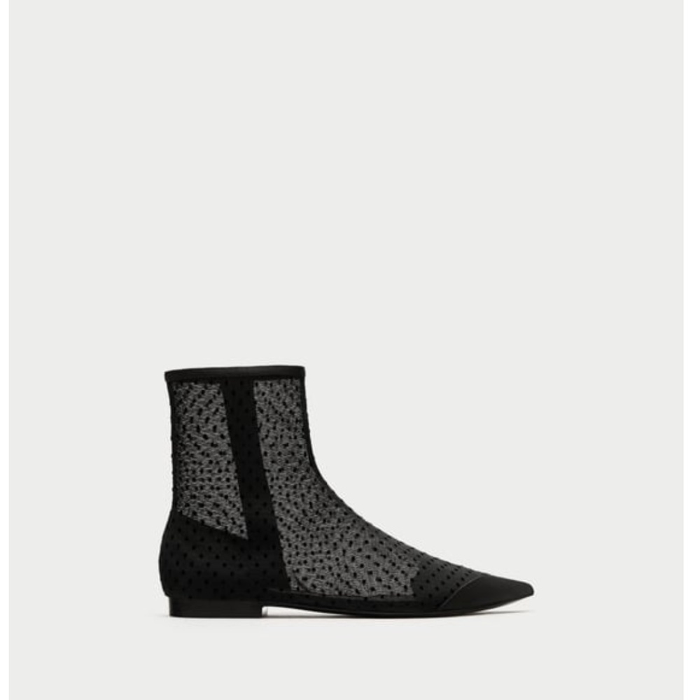 ZARA Flat Dotted Mesh Ankle Boots size 37 & 36